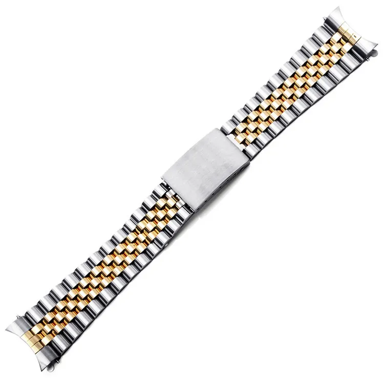 시계 밴드 13mm 17mm 20mm 단단한 스테인리스 스틸 시계 밴드 데이트를위한 두 톤 중공 곡선 엔드 스크류 링크 스트랩 구식 jubilee bracelets4973362