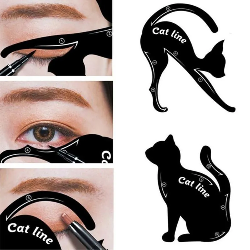 Hot / Set Beauty Brwi Mold Cat Eye Makeup Narzędzie Eyeliner Wzornik Makeup Brwi Modelki znaczek Karta szablon dla kobiet Dziewczyna