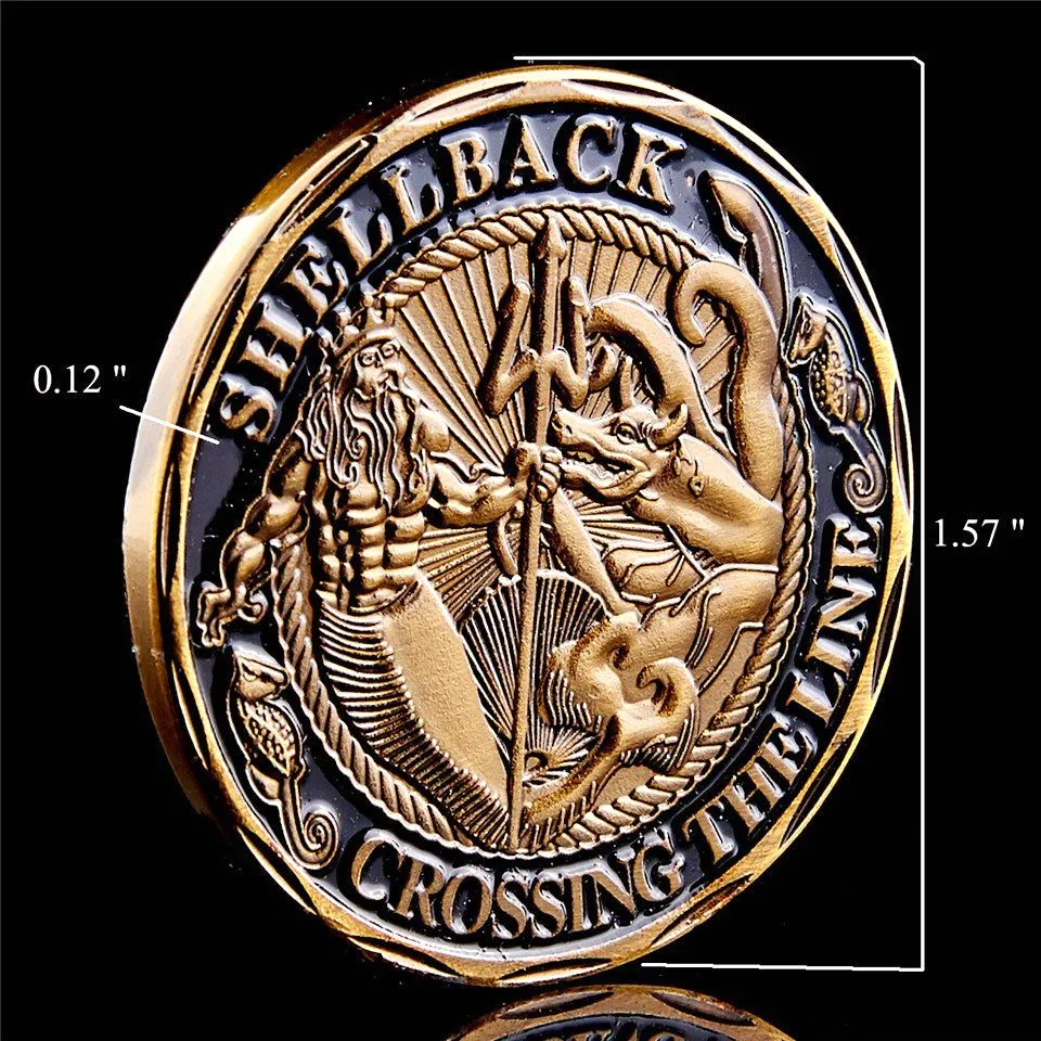 Pièces de monnaie de défi des Marines de la Marine, 5 pièces, artisanat Shellback traversant la ligne, militaire du Corps des Marines, Badge en cuivre de 1oz6131457