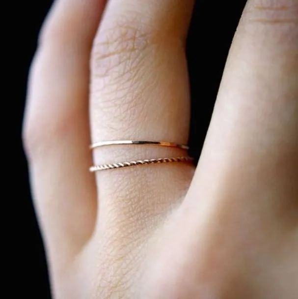Dünner, schlanker, stapelbarer Knuckle-Ring aus Roségold, kleiner Finger-MIDI-Fingerring, schlichtes Design, Modeschmuckringe für Frauen2629