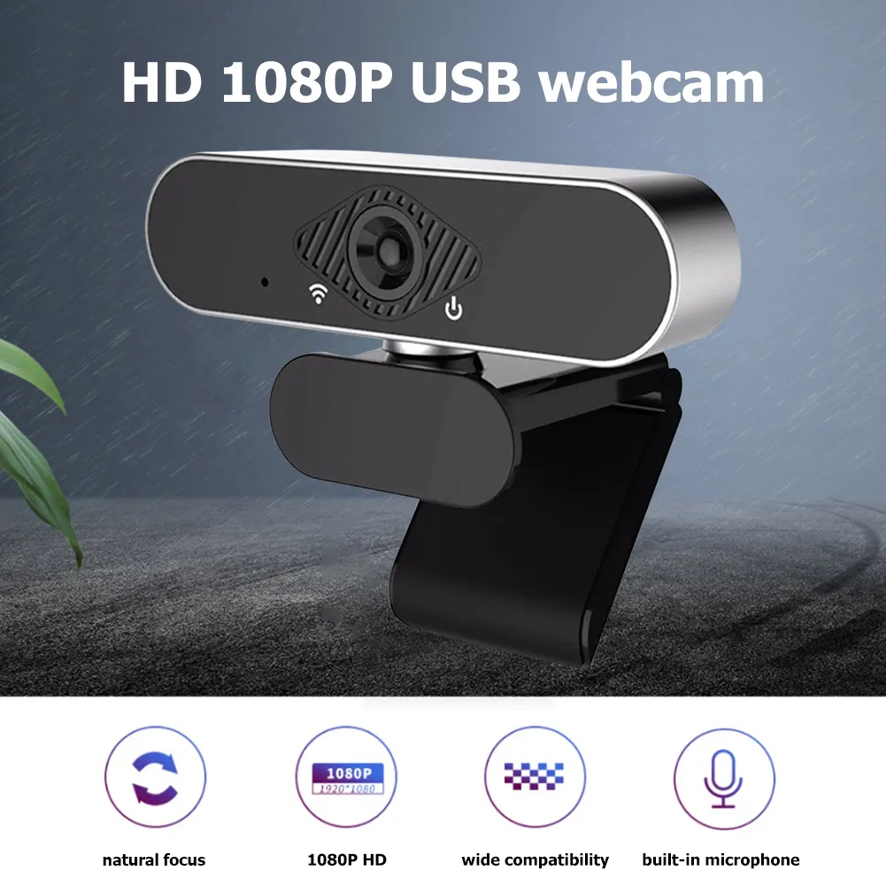 HH-USB25 2MP 웹캠 전체 HD 1080P 웹 카메라 컴퓨터 카메라 와시 라이브 방송 화상 회의 작업을위한 내장 마이크.