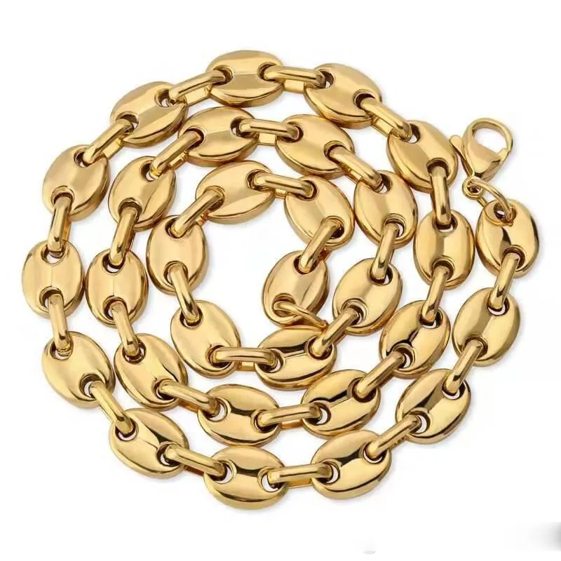 18 22 cali 8 mm kubański łańcuch łańcuchowy dla mężczyzn luksusowy designerski męski naszyjnik ze stali nierdzewnej srebrne złote łańcuch