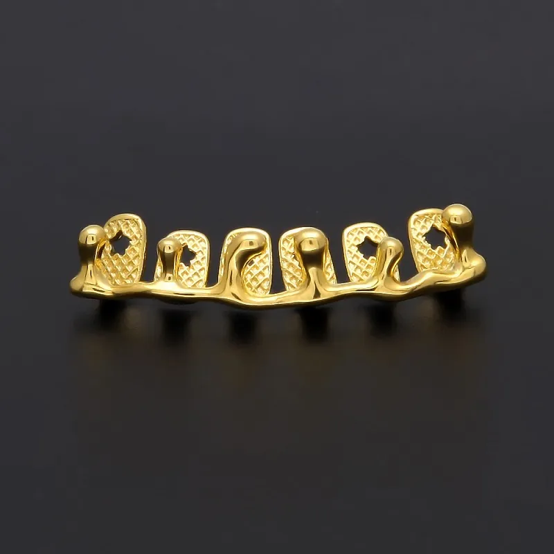 Dentes Grillz Lava Vulcânica Gotejamento Grelhas de Ouro de Alta Qualidade Mens Hip Hop Jewelry1784