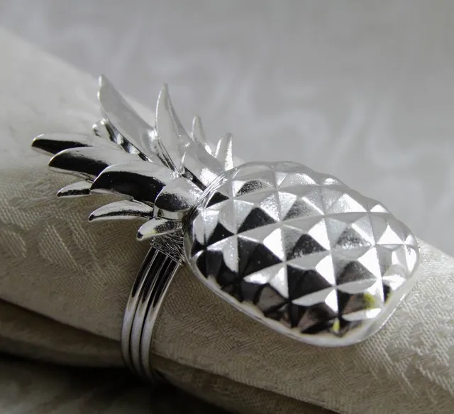 Gold Silver Metal Servett Ring Ananas servetthållare för bröllop servett dekoration336s