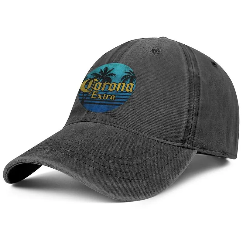 Corona extra cerveja bebida economizar água unisex denim boné de beisebol equipado vintage bonito chapéus coco encontrar sua praia azul cerve7250655