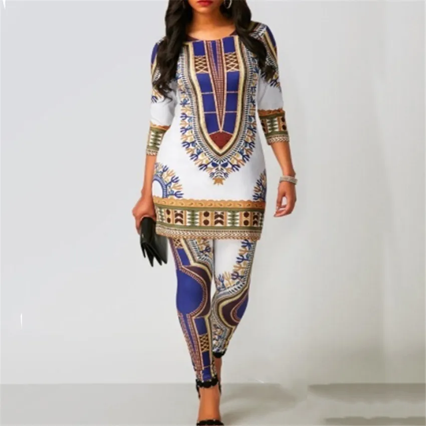 African Drs for Women 2020 Nieuws Topbroekpak Dashiki Print Ladies Kleding Robe Africaine Bazin Fashion Clothing T2006302332325