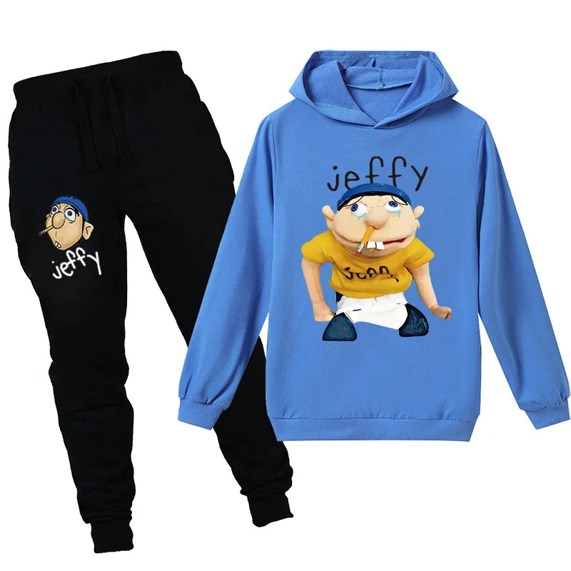 Teenmiro Cartoon Jeffy Kids Sport Suit Boys Clothing sets Girls Hooded Sweatshirt Pantalons Enfants