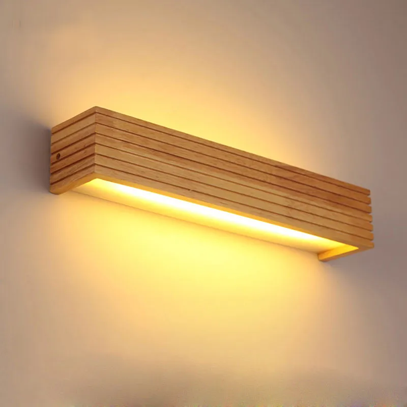Luzes de parede de madeira modernas, lâmpada para espelho de banheiro, corredor, cama, iluminação nórdica para casa, vintage2164