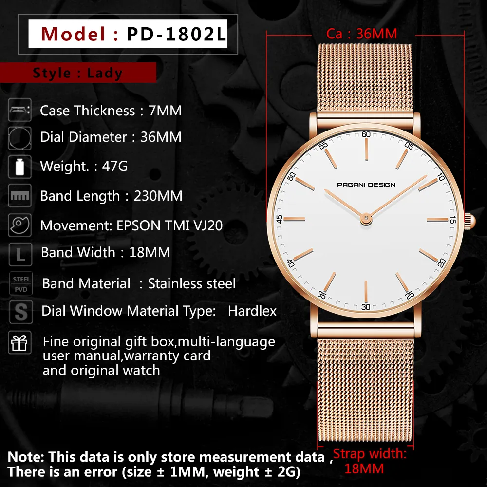 PAGANI DESIGN Nuovo orologio da donna Orologio al quarzo moda casual Orologio sportivo da donna impermeabile di marca reloj mujer171W