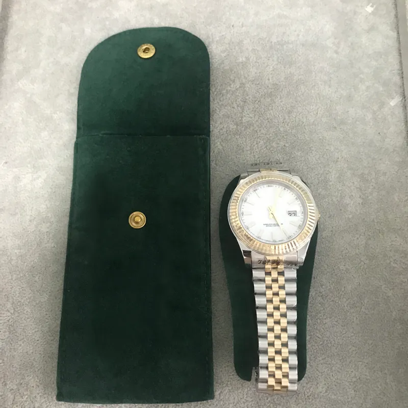 Zielony zegarek ochronna kieszeń gładka flanelowa torebka męskie damskie zegarki obudowy na rękę