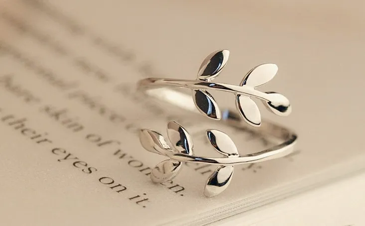 Olive Tree Branch Leaves Open Ring for Women Girl Wedding Rings Charms Leaf Rings Adjustable Knuckle Finger Jewelry Xmas Cheap 20P277g