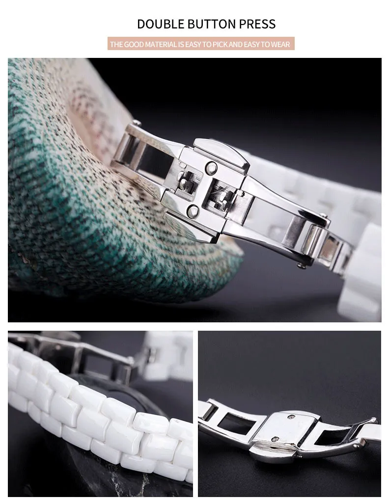 Montres en céramique pour femmes originales quartz luxe carré horloges féminines décontracté 30 m étanche dames montres-bracelets noir blanc or S9141774
