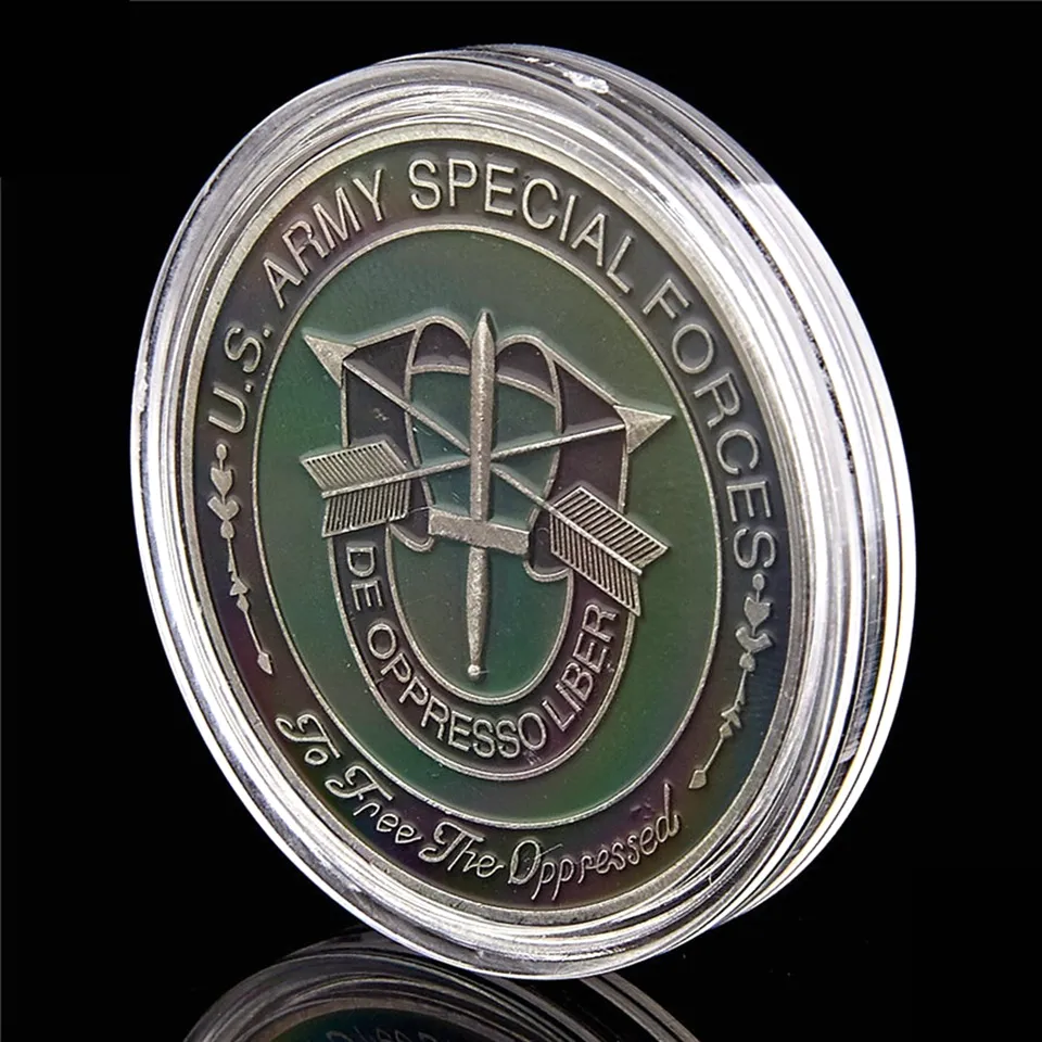 EUA America Exército Forças Especiais de Artesanato Nice Green Guerreta Militar Metal Coin Collectibles9597557