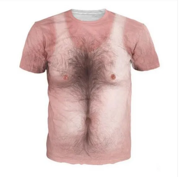 Nyaste Mode Mens / Womans Hårig Bröst Sommarstil Tees 3D Print Casual T-shirt Toppar Plus Size BB0152