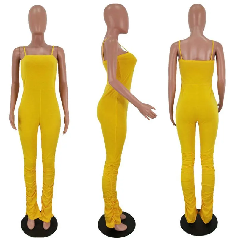 Haoyuan Sexyボディコン積み上げジャンプスーツ女性夏の背中の背中の全体的なオーバーオール1つのPeice Ruched Leggings Pantsロンパースクラブ衣装T200701