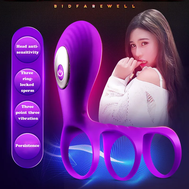 sex doll Cockrings adult sexy toy penis silicone physical delay sexy triple lock fine ring fun couple covibration exerciser male p5510255