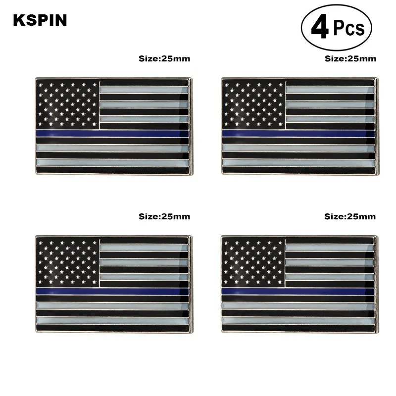 Spille gialle della polizia degli Stati Uniti Spilla da bavero Distintivo bandiera Spilla Spille Distintivi 4 pezzi
