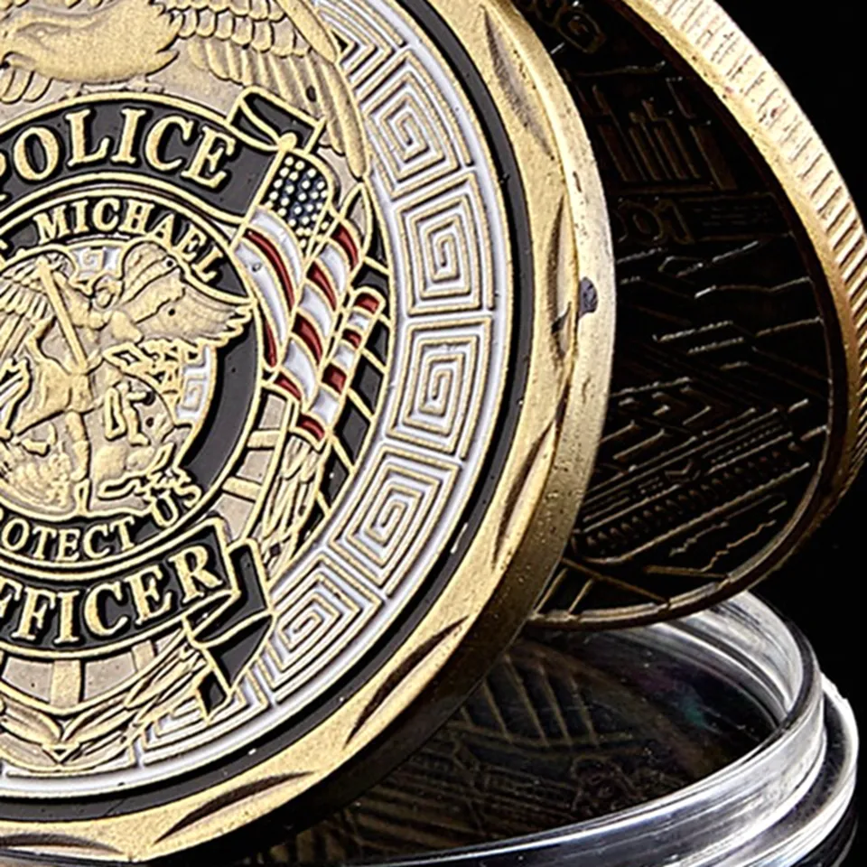セントマイケル保護米国警察官クラフト記念ゴールドメッキマルチカラーチャレンジコインコレクションギフト8176429