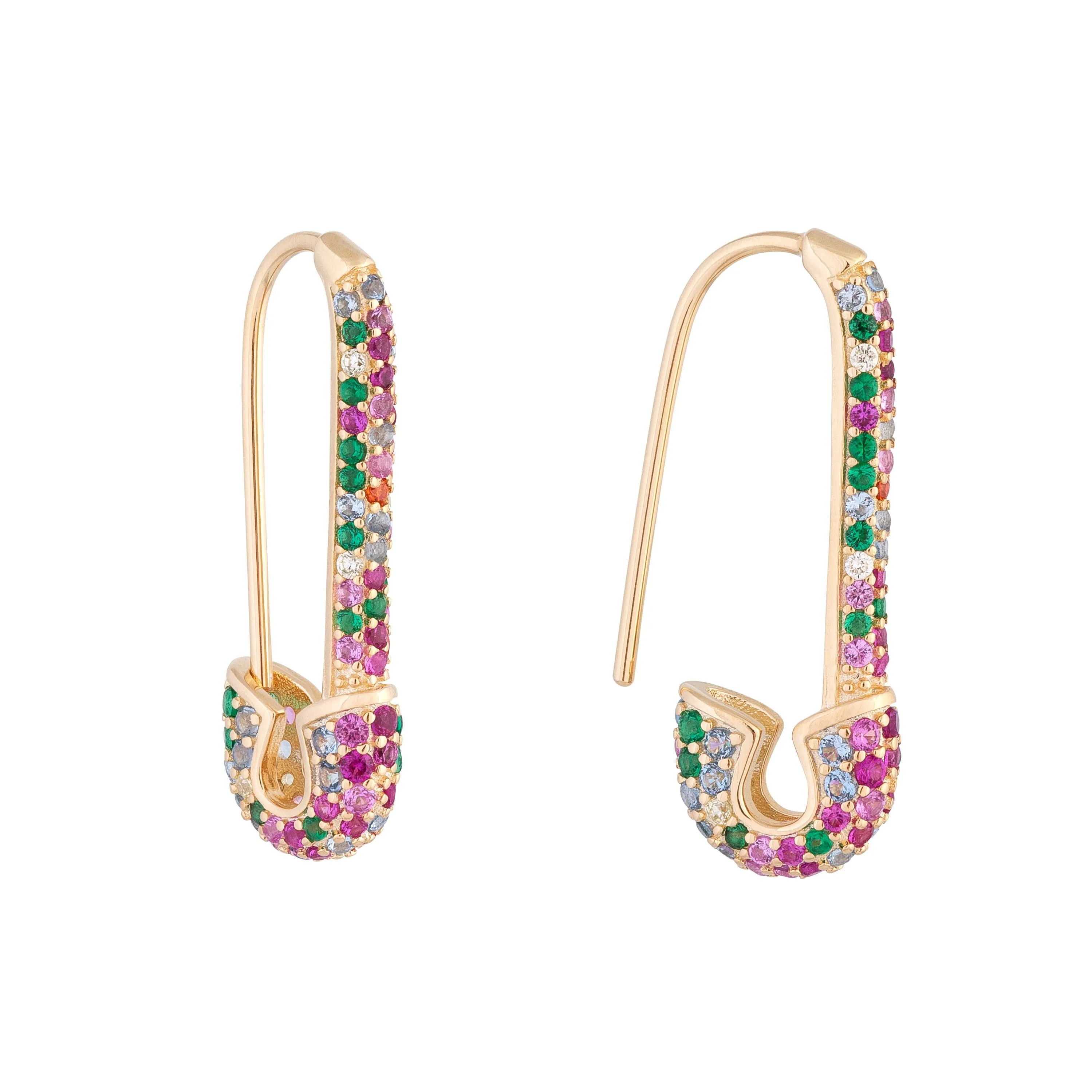 Arco-íris moda feminina brinco de argola mais recente novo design segurança pino forma orelha fio banhado a ouro na moda lindo feminino jóias265i