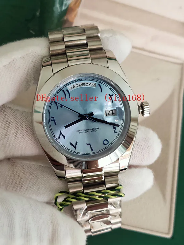 Nowe luksusowe zegarki 228206 Platinum 40 mm Day-Date 218206 Ice Blue Arabic Rzadka dita