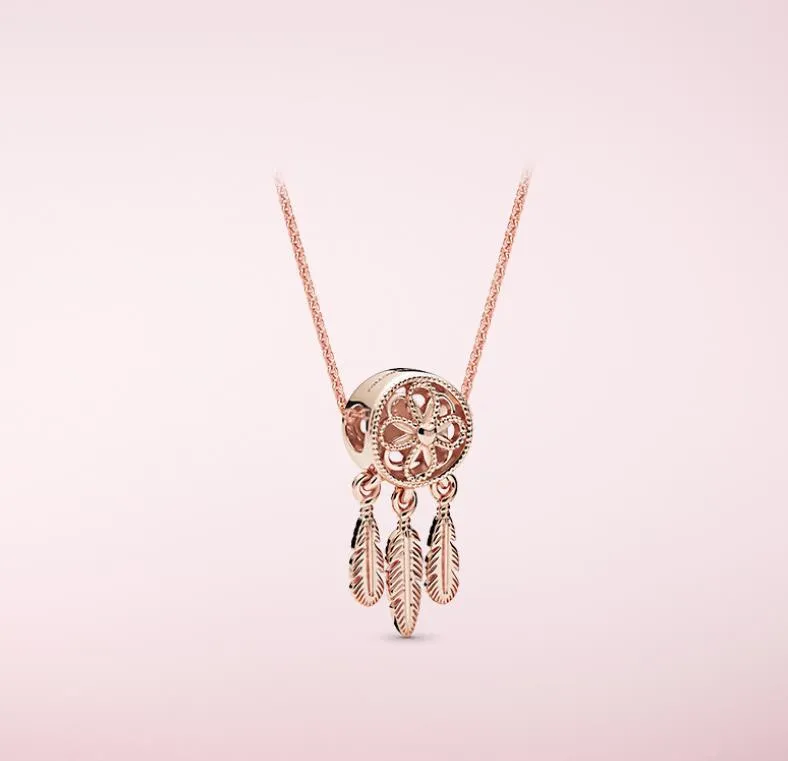 Kerstcadeau Rose gouden kettingen Dream catcher string S925 Sterling zilveren sleutelbeen ketting vrouwen hanger ketting originele doos fo2556