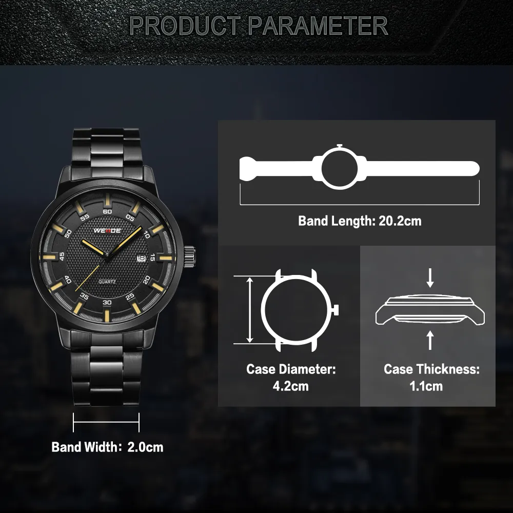 WEIDE Mannen kijken Business Brand Design Militaire Zwarte Roestvrij Stalen Band Mannen Digitale Quartz Horloges Horloge kopen een krijgen 233N