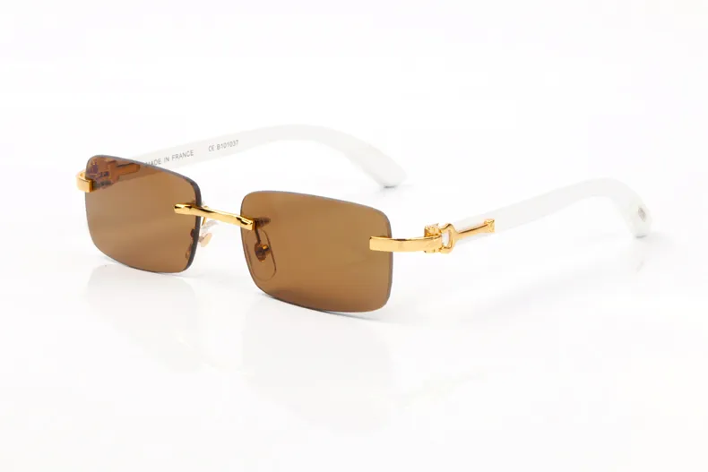 Mode weiße Büffelhornbrille Neue Männer Sonnenbrille Optische Brille Holz Rahmen weiß natürliche Büffelhorn Sonnenbrille F309Q