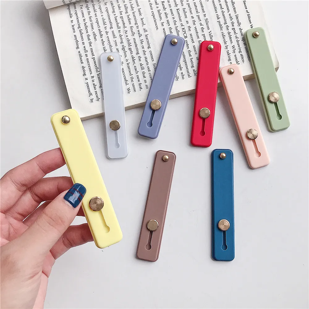 Bonbons Couleur Doigt Anneau Titulaire De Silicium Téléphone Main Bande Titulaire Pour iPhone 14 13 Bracelet Sangle Push Pull Grip Stand Support En Gros