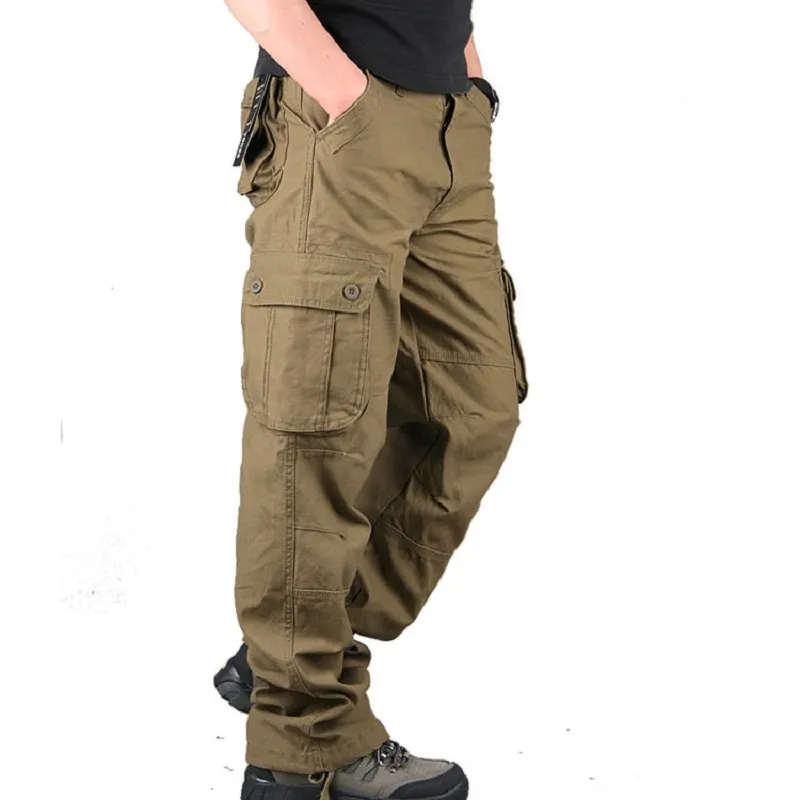 Mäns lastbyxor casual multi fickor militära taktiska byxor män ytterkläder armé raka slacks långa byxor män kläder 220330