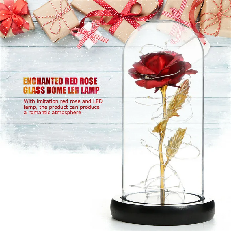 LED Galaxy Rose Flower Regalo del día de San Valentín Cristal romántico Rose Base de madera de vidrio de alto boro para novia esposa decoración de fiesta 259P