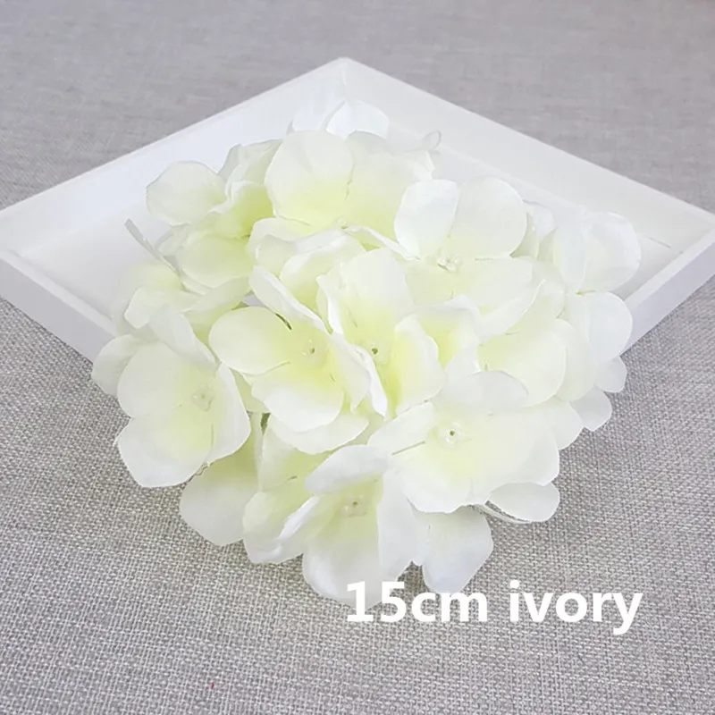 couleur blanche tête de fleur artificielle mariage rose pivoine hortensia bouquet de mariée décoration de mariage bricolage fête à la maison faux Flowe252O