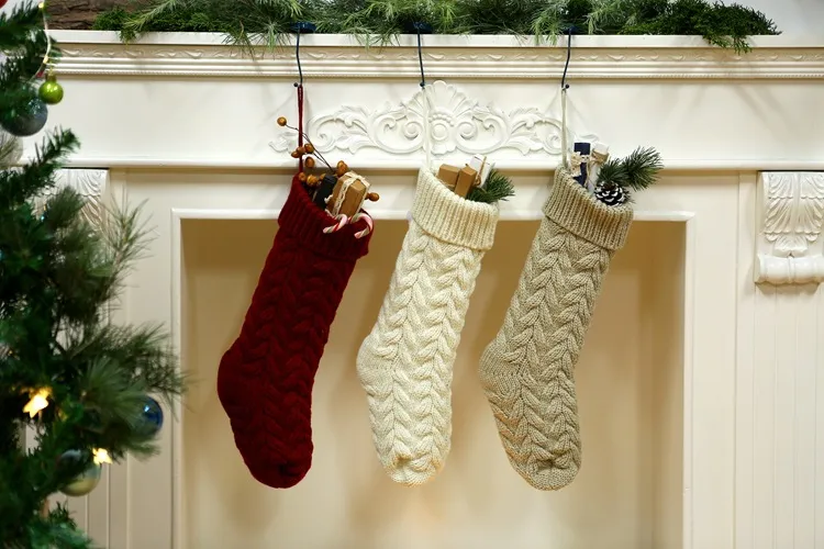 Nuovi articoli di calze natalizie personalizzate in maglia Calze natalizie solide vuote Calze natalizie Calze famiglie 46cm 37cm192v