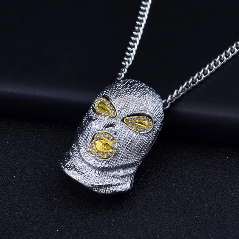 Hip Hop CSGO hanger ketting heren punk stijl 18K legering goud verzilverd masker hoofd charme hanger hoge kwaliteit Cubaanse Chain245c