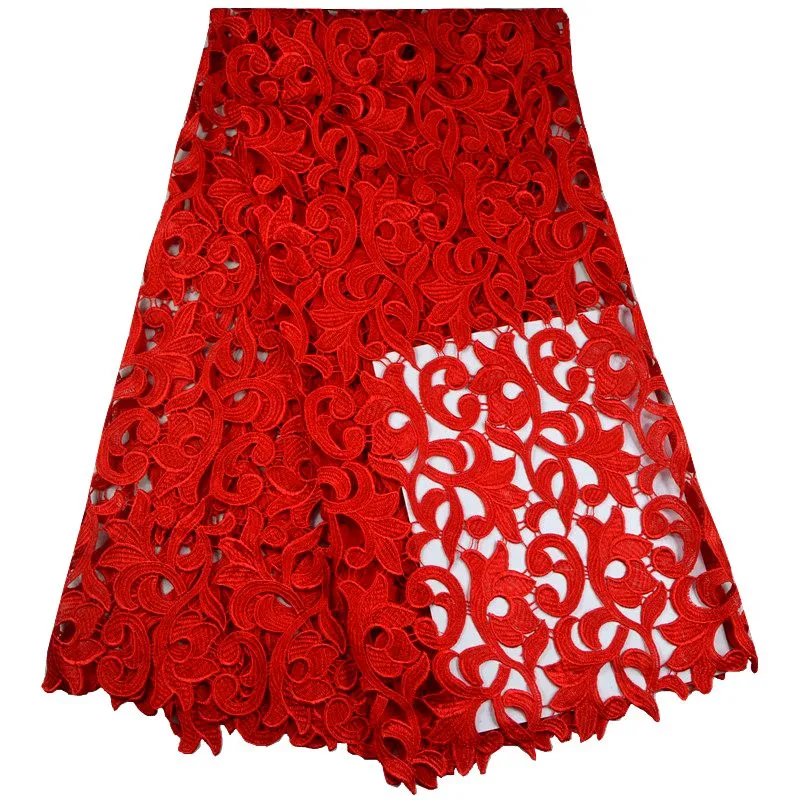 Tissu africain de couleur rouge de dentelle de h