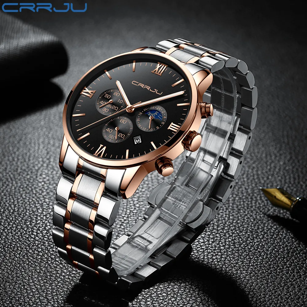 Uhren Uhr Männer CRRJU Mode Sport Quarzuhr Herren Uhren Top Brand Luxury Business Wasserdichte Uhr horloges mannen216H