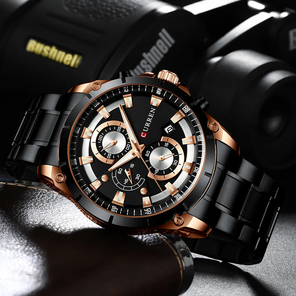 CURREN лучший бренд класса люкс мужские часы спортивный хронограф с ремешком из нержавеющей стали кварцевые наручные часы с автоматической датой Relogio Masculino260J
