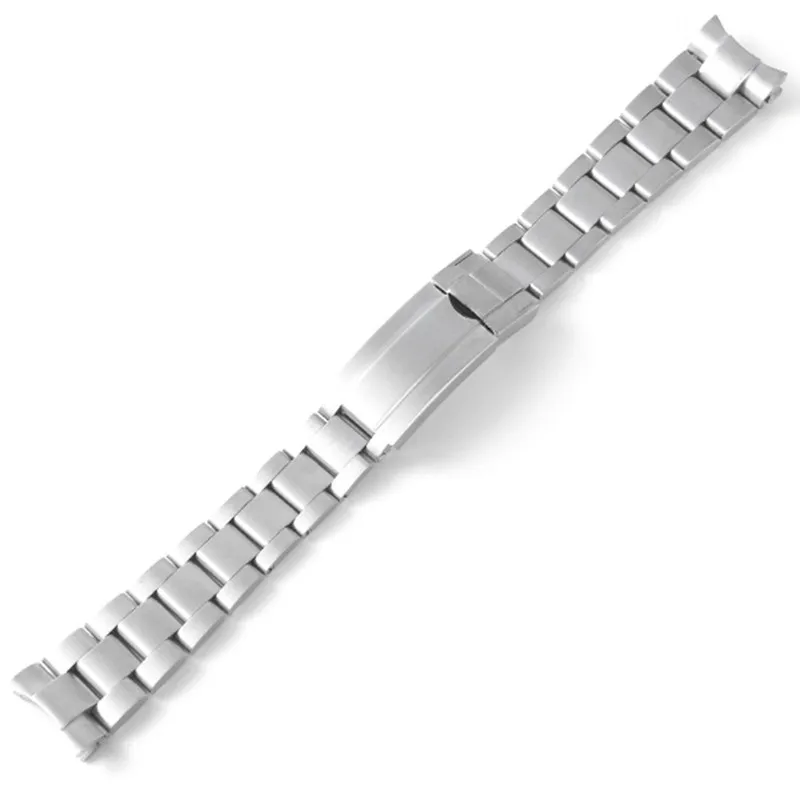 WatchBand 20mm Watch Band Strap 316L Rostfritt stålarmband Curved End Silver Watch Accessories Man Watchstrap för Submariner Go273H