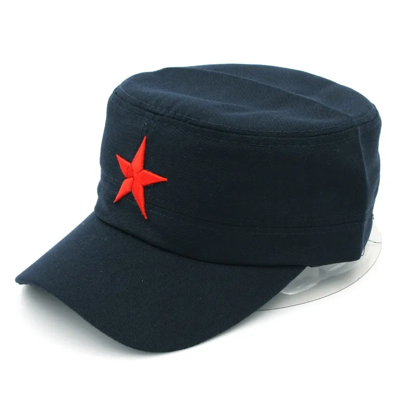Men Women Military Cap Army Hat Spring Summer Winter Beach Outdoor Street Cool Church Sunhat Flat Top Hat With Red Star