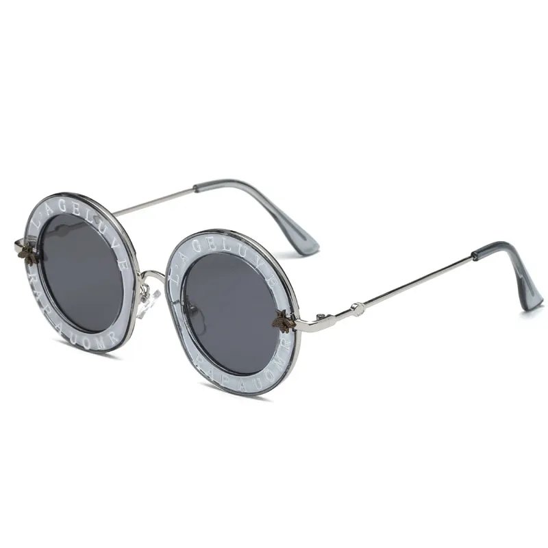 Lunettes de soleil rondes rétro pour hommes, lettres anglaises, petite abeille, marques pour hommes et femmes, Designe269c