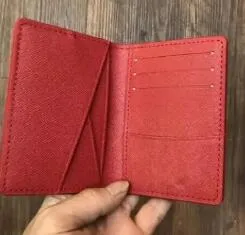 Supports de concepteurs-cartes Excellente poche de qualité nm rouge Black Graphite Mens Real Leather Wallet Card Holde Purse ID portefeuille Bifold B305Q