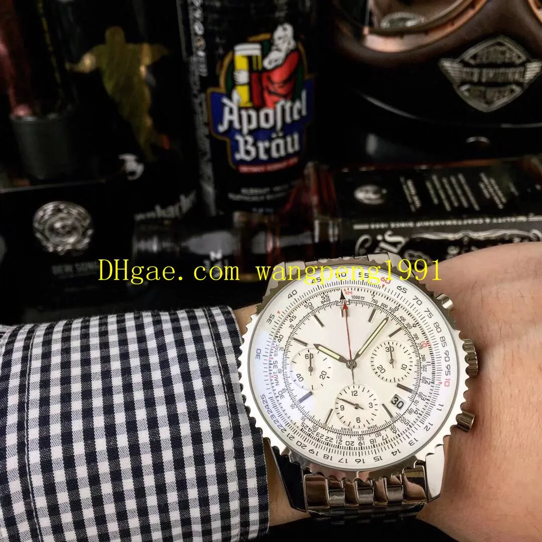 4 relojes de calidad para hombre de estilo 46 mm AB0127211B1A1 esfera azul Cronógrafo de cuarzo de acero inoxidable Relojes de pulsera para hombre 1961