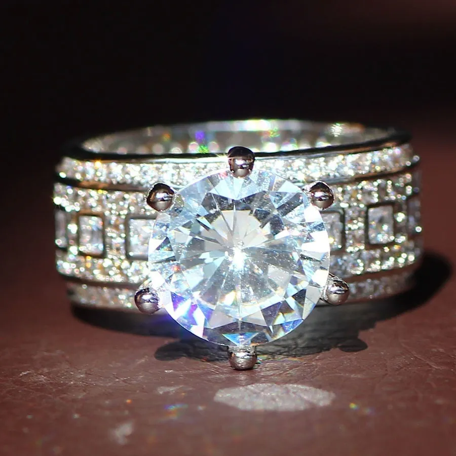 Lyxig 925 Sterling Silver Natural Gemstones White Sapphire Wedding Birthstone Bride Flower Engagement Ellipse Drop Ring Jewelr285a