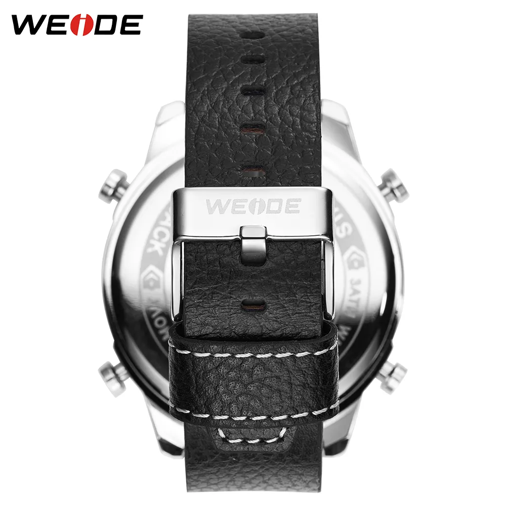 WEIDE hommes mode sport décontracté trois fuseaux horaires Quartz analogique numérique Date horloge bracelet en cuir montre militaire Relogio Masculino3262
