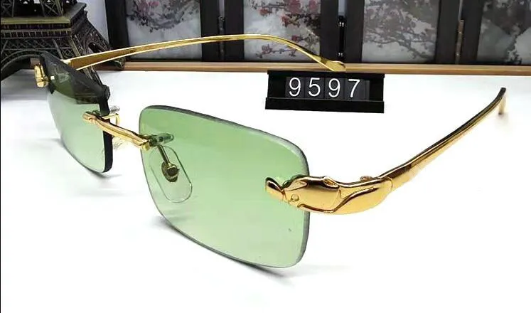 France Sport Buffalo sunglasses men plain mirror glasses gold leopard metal frame clear lens optical men sunglasses with original 306C