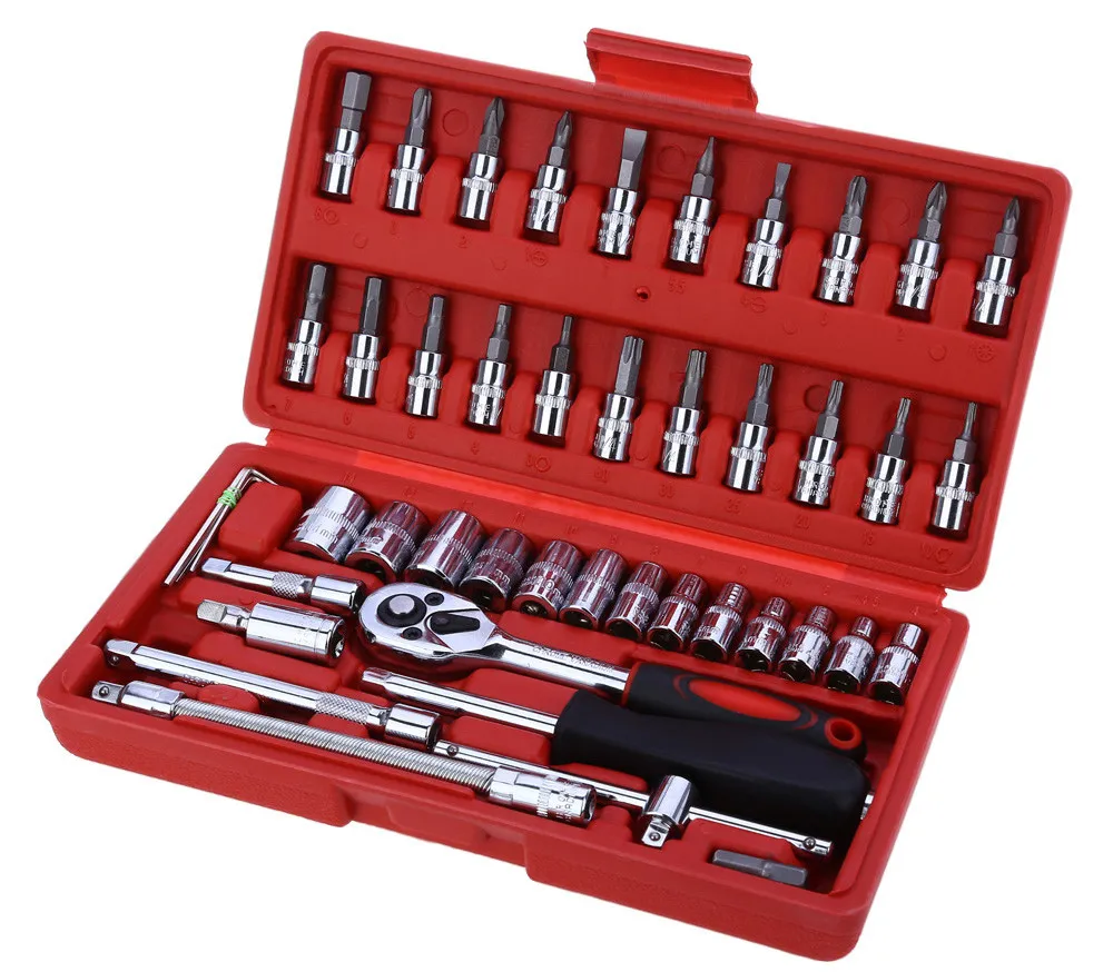 1 4-Inch Socket Set Car Repair Tool Ratchet Set Torque Wrench Combination Bit a set of keys Chrome Vanadium276c