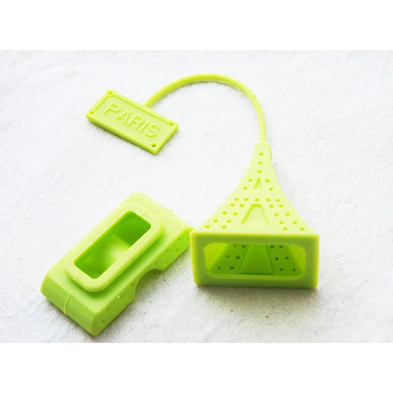 Eiffel Tower Silicone Loose Tea Sile Herbal Spice Infuser Tea Leaf Filter Spoon Diffuser Green Orange Pink229U