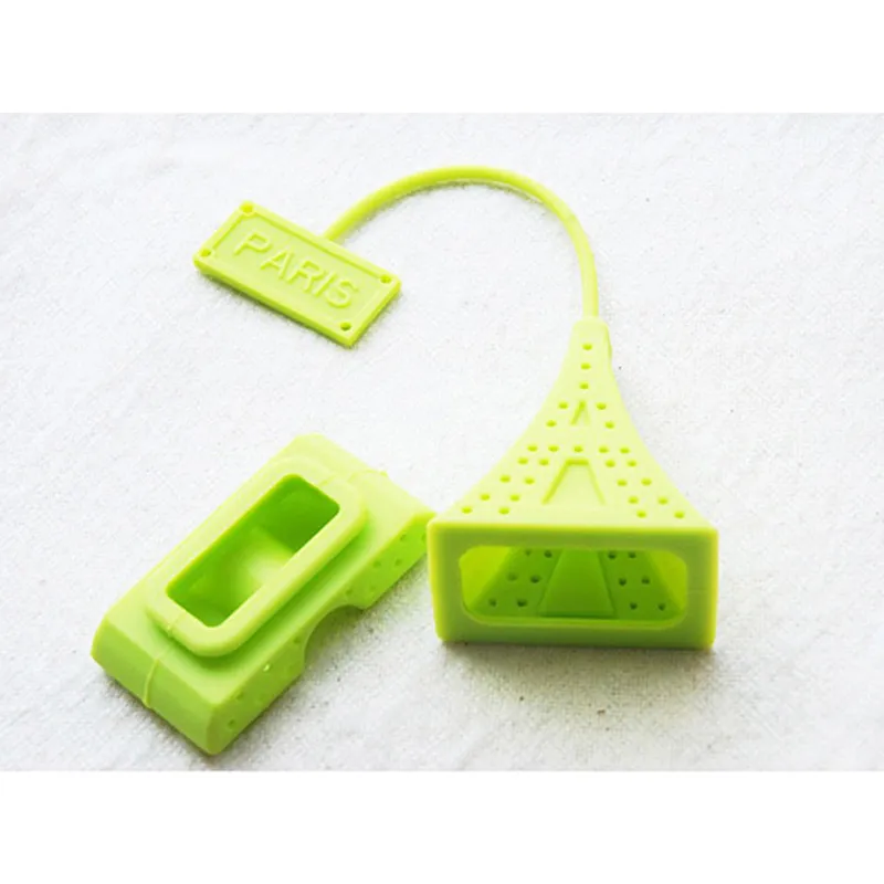 Eiffel Tower Silicone Loose Tea Strainer Herbal Spice Infuser Tea Leaf Filter Spoon Diffuser Green Orange pink318P
