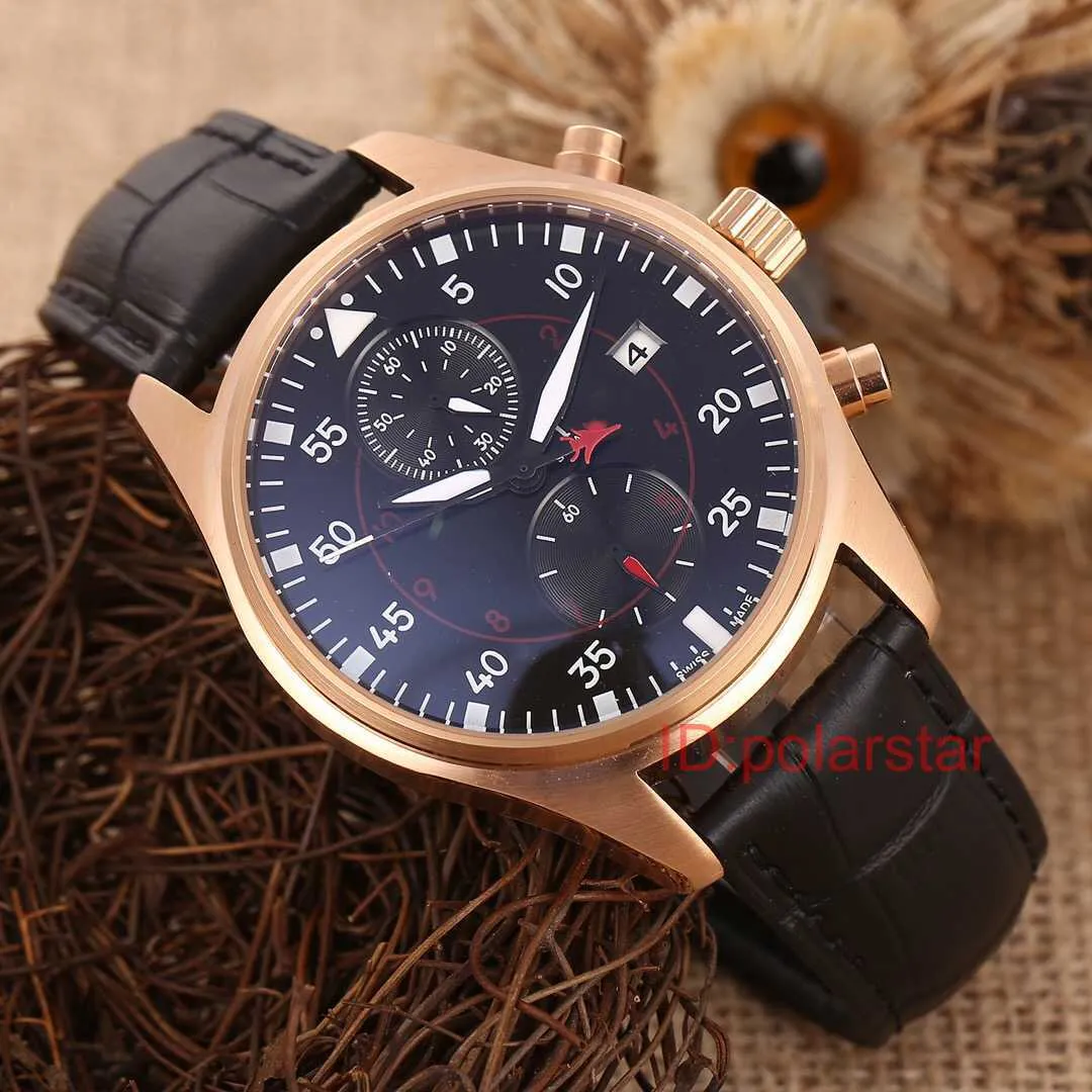 Top Fashion Quartz Mens Man Watches Series Pilot Series Watch Multifunction zegarek skórzane zegarek na rękę Montre de Luxe9230036
