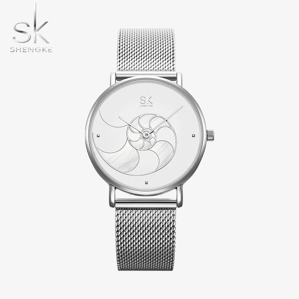 Shengke Women Fashion Quartz Watch Lady Mesh Watchband Högkvalitativt Casual Waterproof Wristwatch -gåva till hustru 2019240C