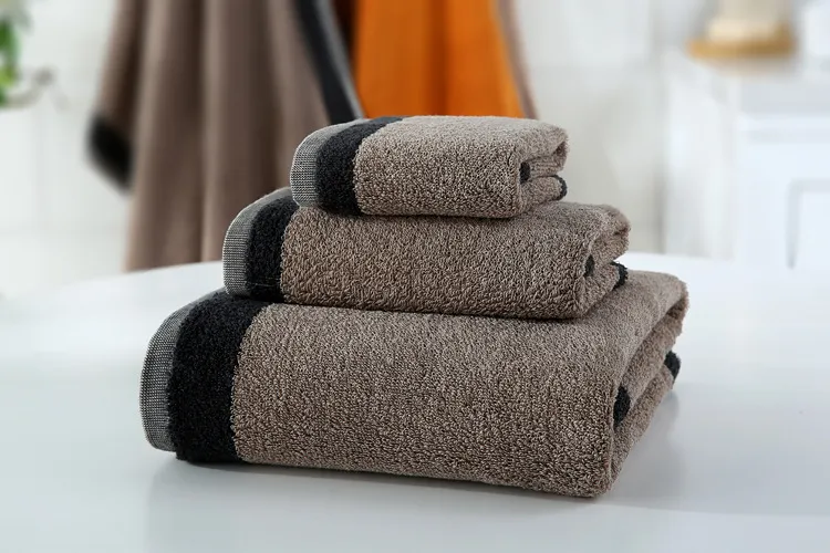 Ensemble de serviettes de bain en coton gris foncé, 3 pièces, grande et épaisse, pour salle de bain, douche, visage, maison, pour adultes et enfants, 260p